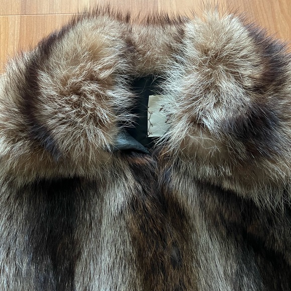 Vintage Natural Raccoon Fur Jacket 30” Let-Out Construction Small Collar Size M - Picture 10 of 15